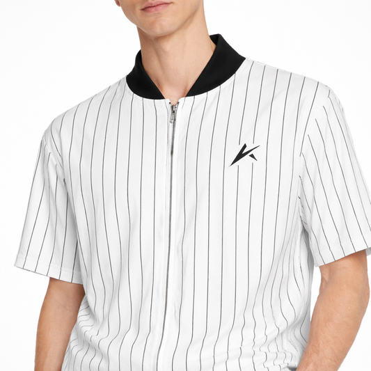 Unisex Striped Full-Zip Baseball Jersey