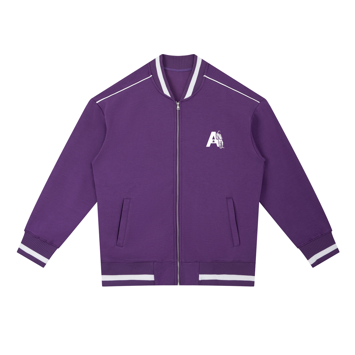 Contrast Piping Zip Bomber Jacket