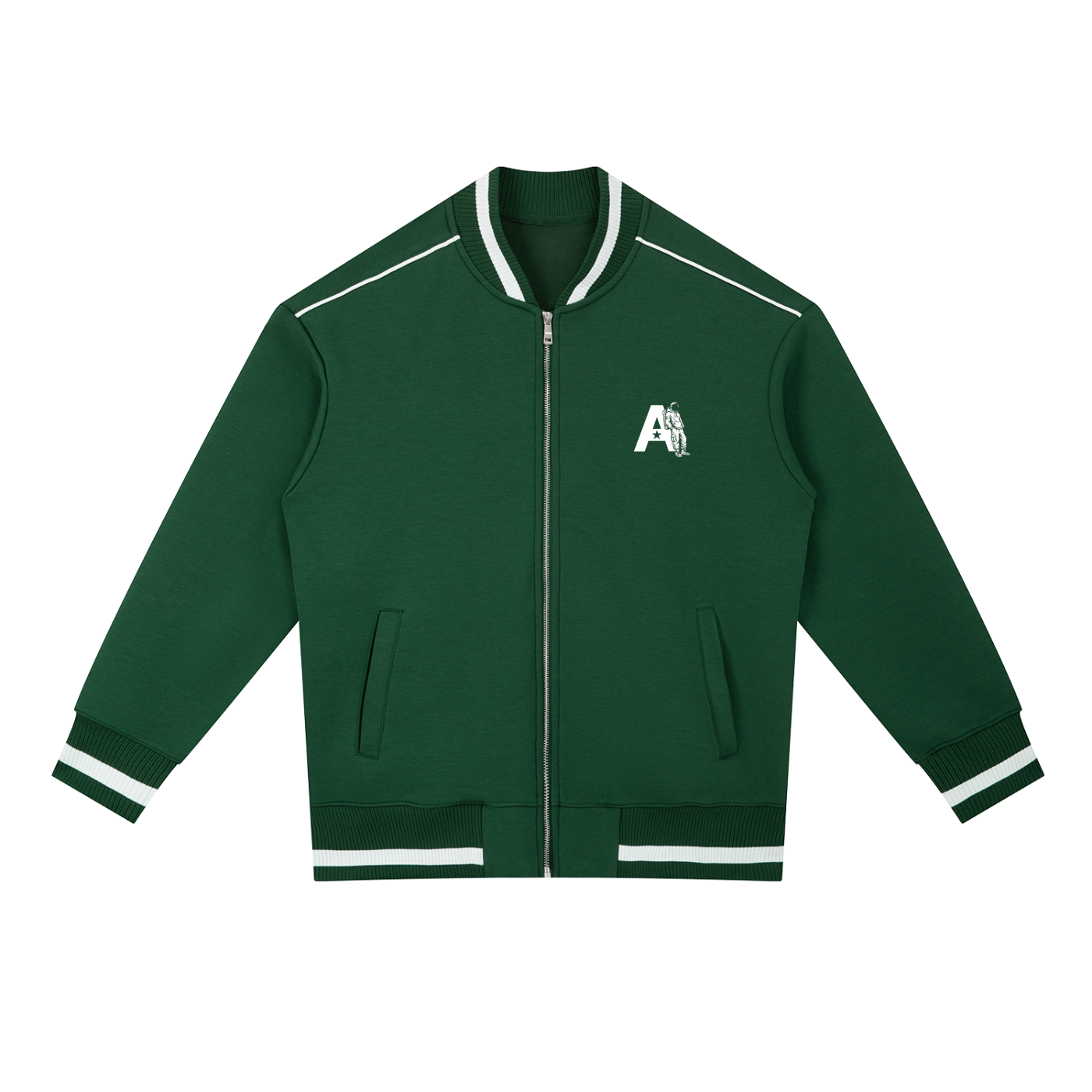 Contrast Piping Zip Bomber Jacket