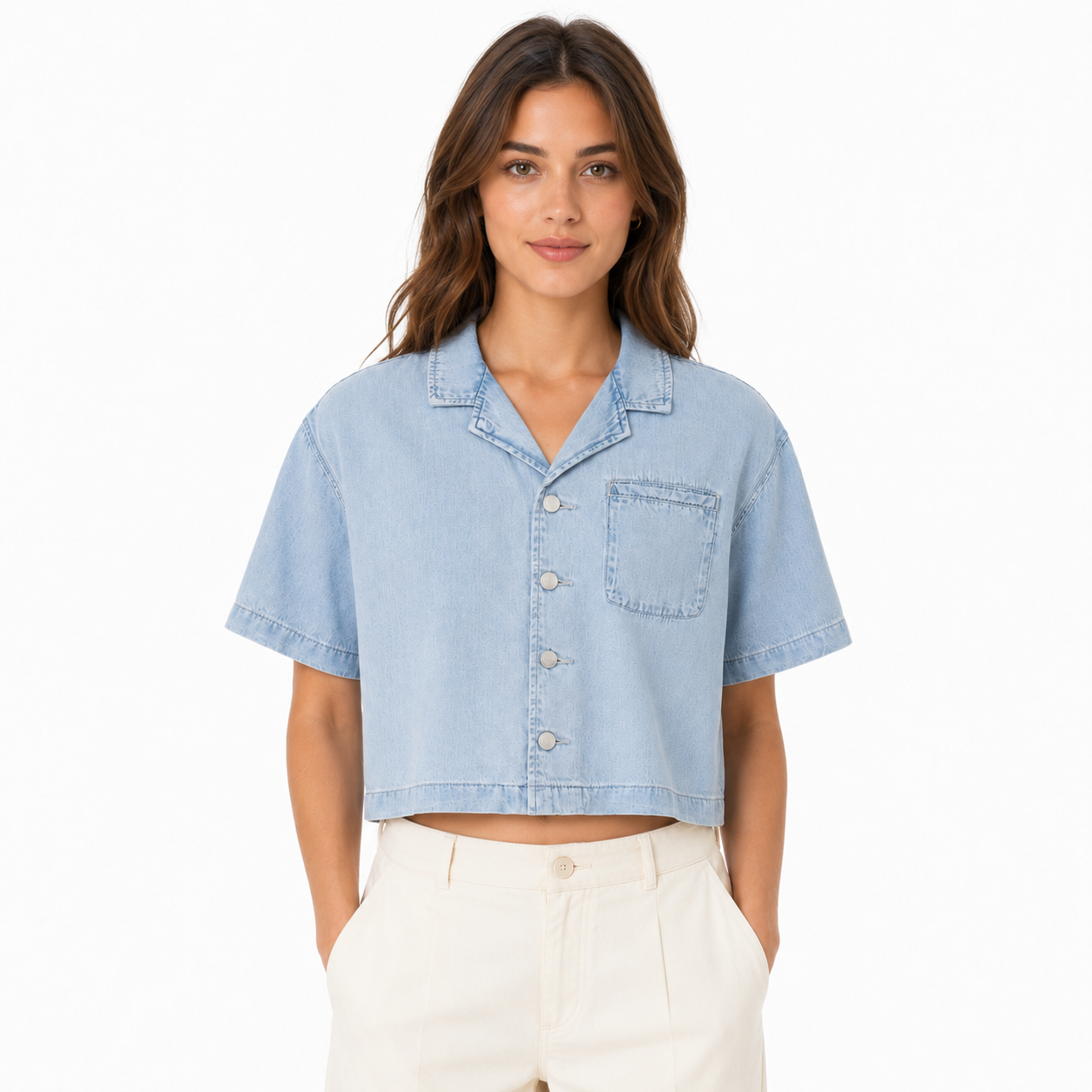 Women's Vintage Wash Boxy Cropped Shirt