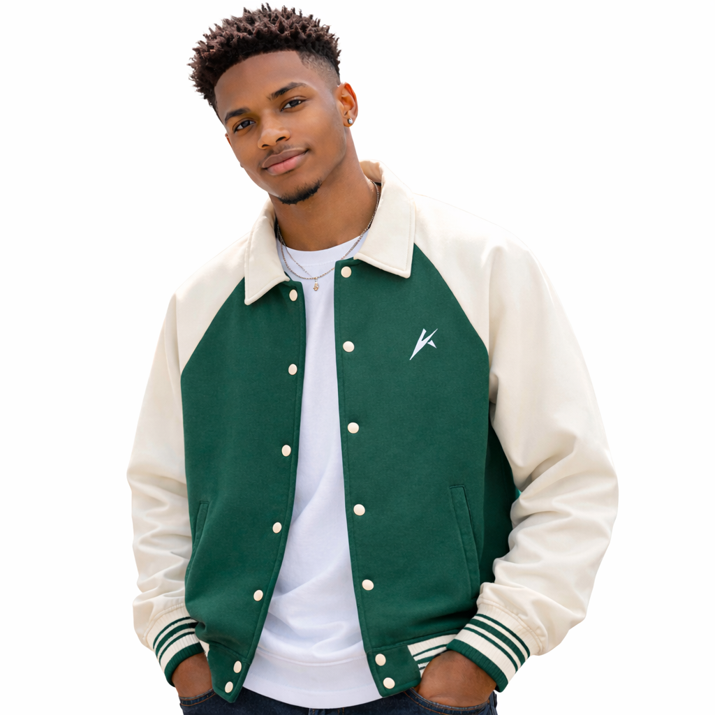 Contrast Raglan Sleeve Baseball Jacket