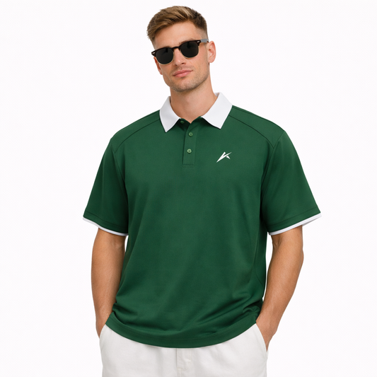 Contrast Collar Raglan Polo Shirt