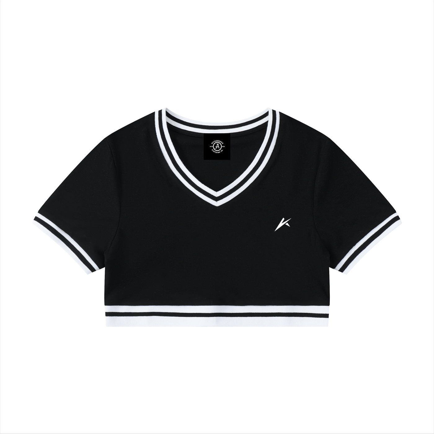 Women's Color Block V-Neck Crop T-Shirt