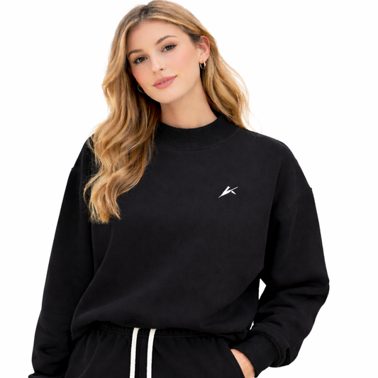 Essential Fleece Mock-Neck Crew Sweatshirt