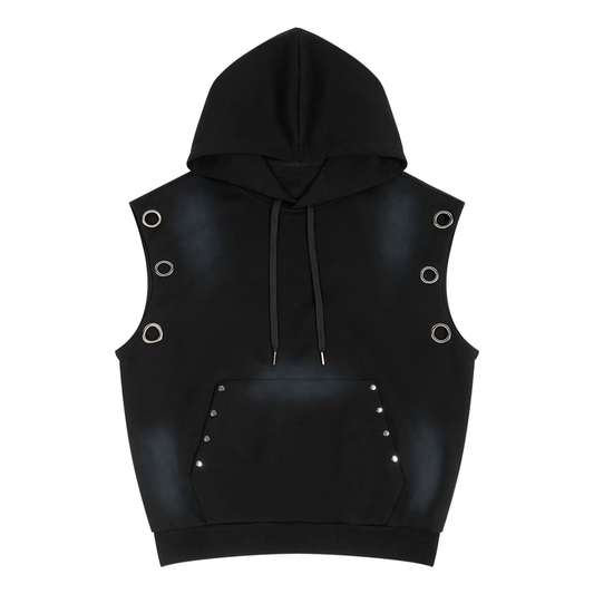 Unisex Vintage Wash Sun Fade Sleeveless Hoodie