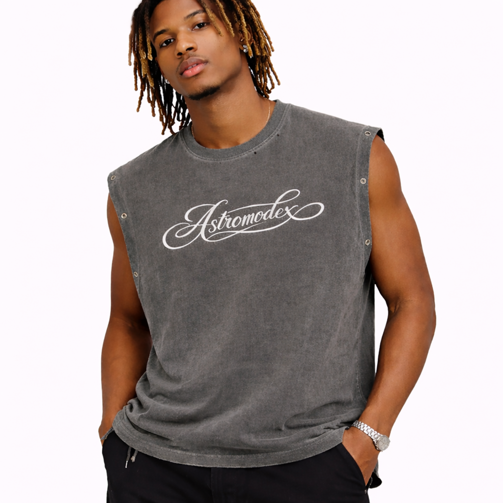 AstromodeX Distressed Grommet Eyelet Tank Top