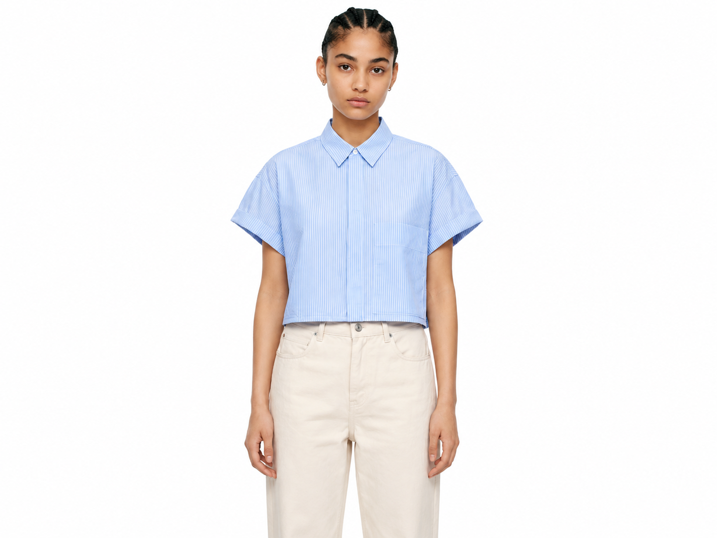 Women’s Striped Boxy Cropped Shirt