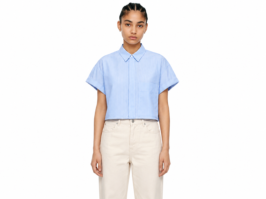 Women’s Striped Boxy Cropped Shirt