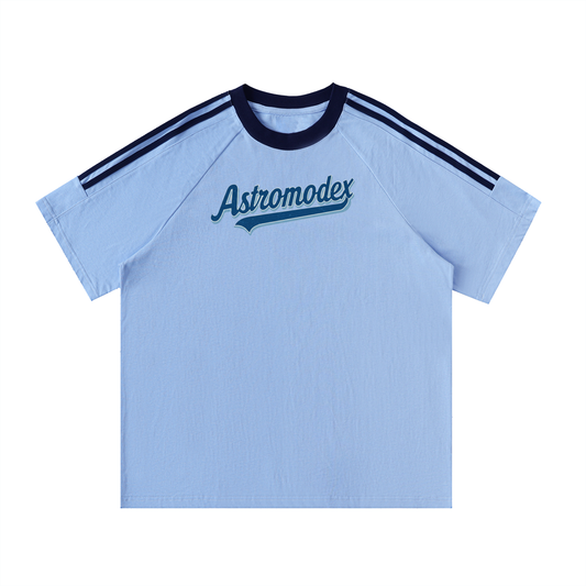 Contrast Tape Crewneck Cotton T-Shirt