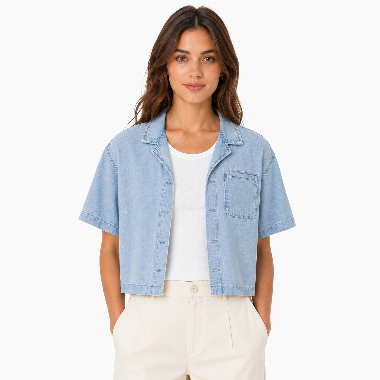 Women's Vintage Wash Boxy Cropped Shirt