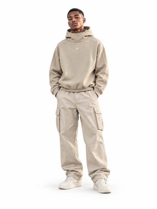 Unisex Boxy Piping Fleece Hoodie