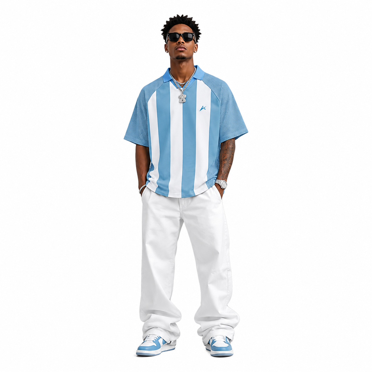 Unisex Striped Mesh Boxy Soccer Jersey