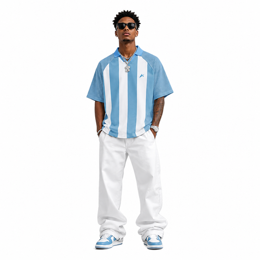 Unisex Striped Mesh Boxy Soccer Jersey
