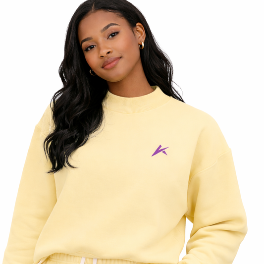 Astromodex womens cream sweatshirt with purple logo minimal streetwear