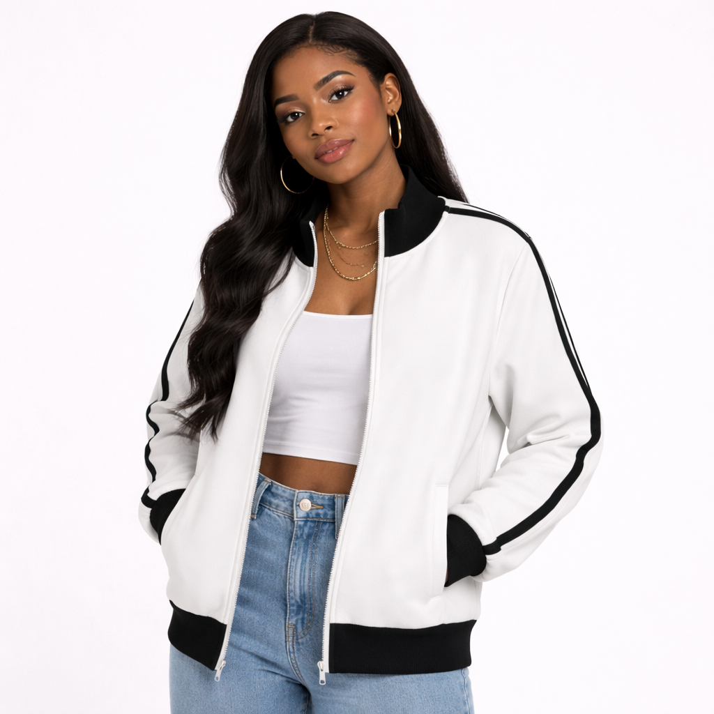 Contrast Side Stripe Fleece Track Jacket